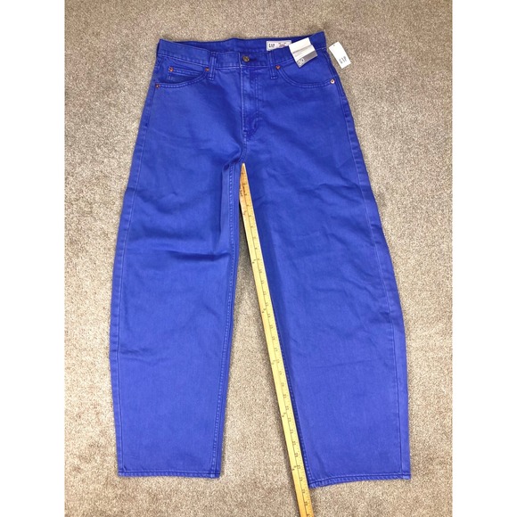 GAP Barrel High Rise Jeans Women 30 Blue No Stretch Tapered Leg Denim NEW - Picture 9 of 15